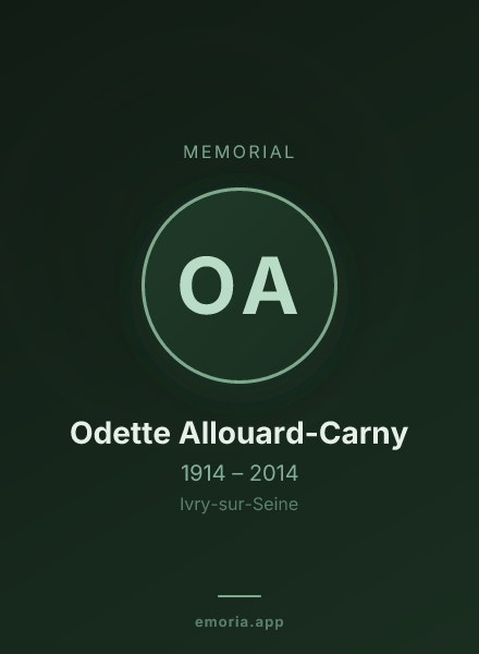 Memorial portrait of Odette Allouard-Carny