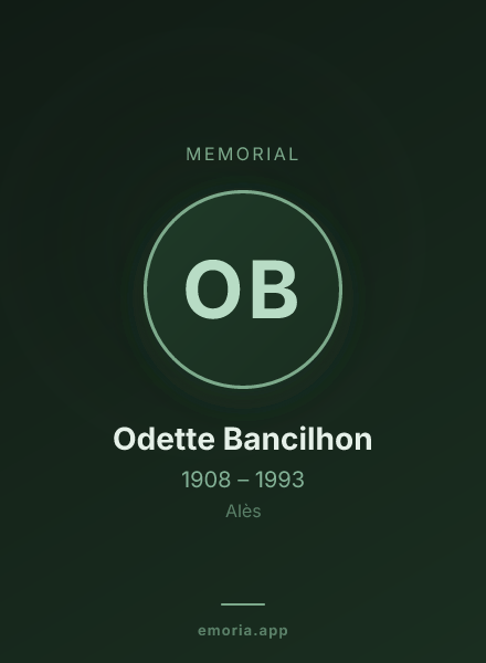 Memorial portrait of Odette Bancilhon