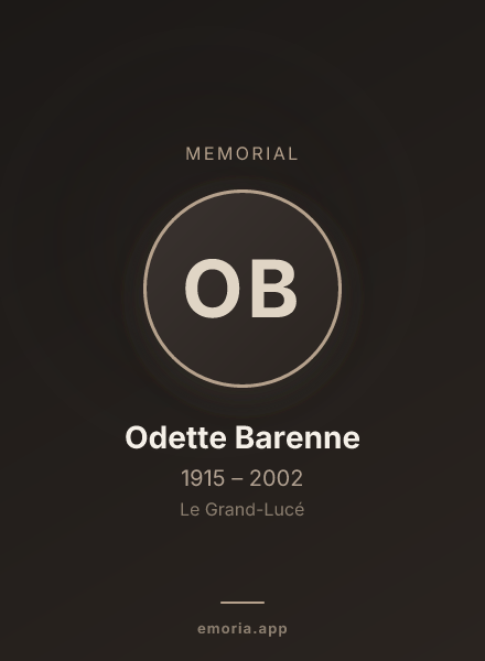 Memorial portrait of Odette Barenne