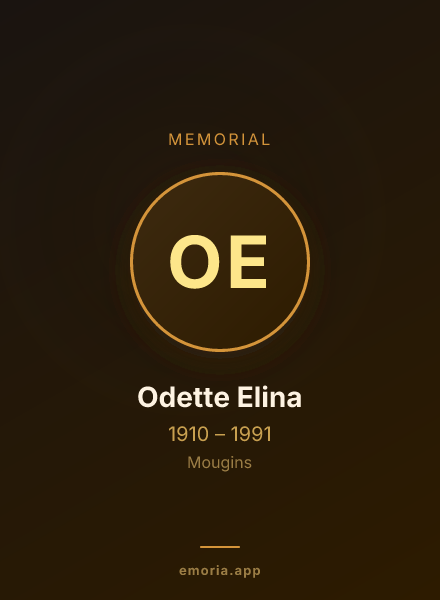 Memorial portrait of Odette Elina