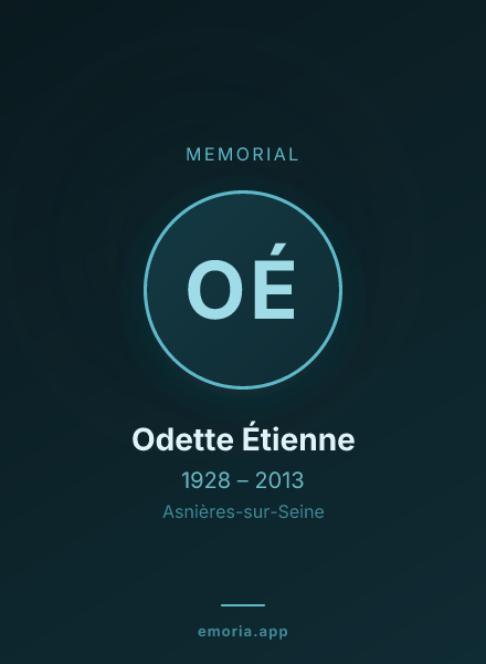 Memorial portrait of Odette Étienne