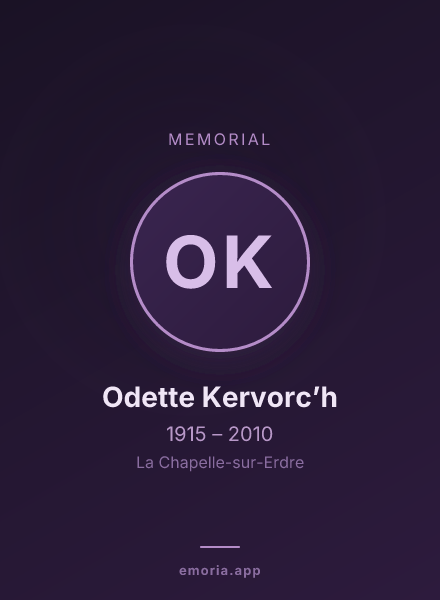 Memorial portrait of Odette Kervorc’h