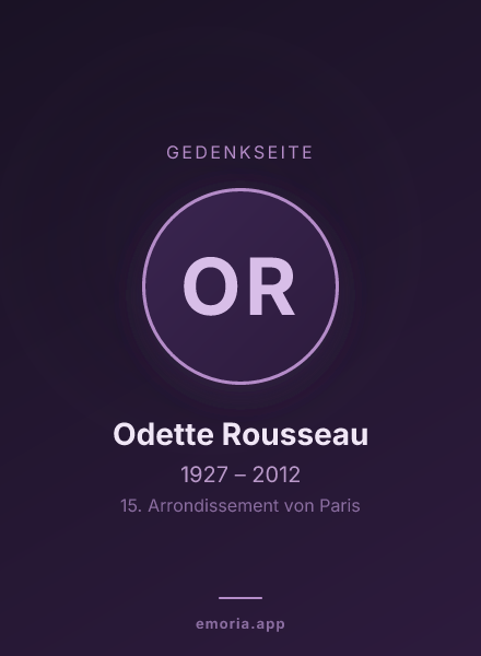Gedenkportrait von Odette Rousseau