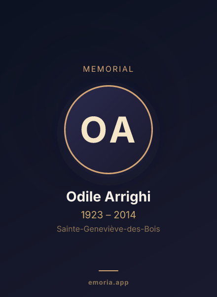 Memorial portrait of Odile Arrighi