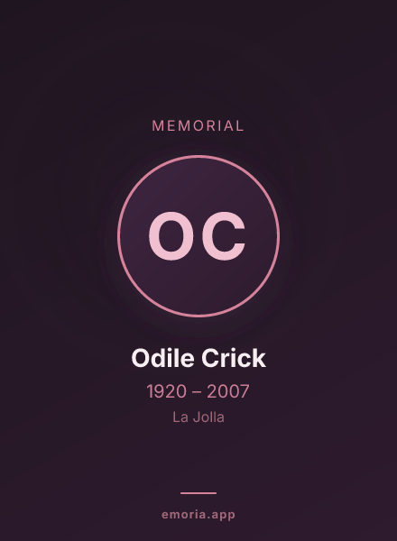 Memorial portrait of Odile Crick