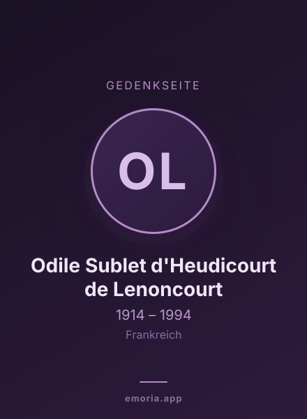 Gedenkportrait von Odile Sublet d'Heudicourt de Lenoncourt