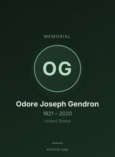 Memorial portrait of Odore Joseph Gendron