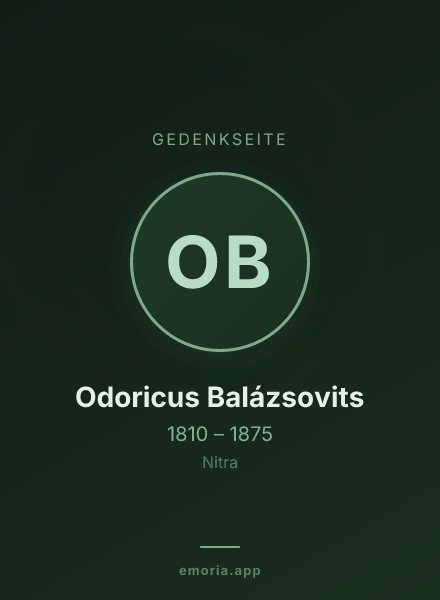 Gedenkportrait von Odoricus Balázsovits