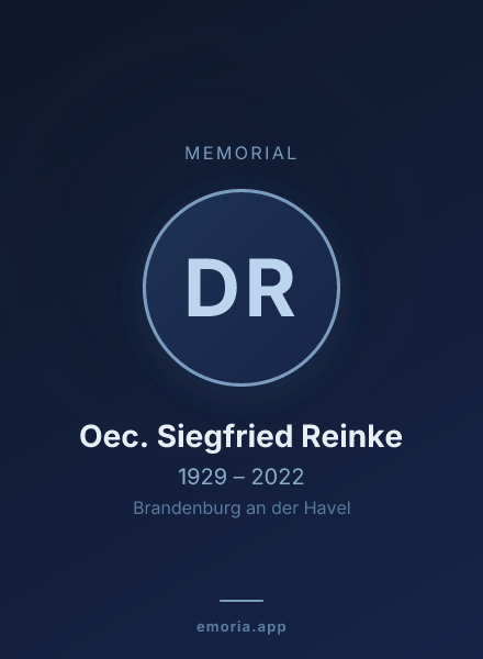 Memorial portrait of Dr. Oec. Siegfried Reinke