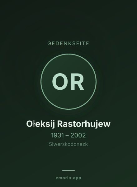 Gedenkportrait von Ołeksij Rastorhujew