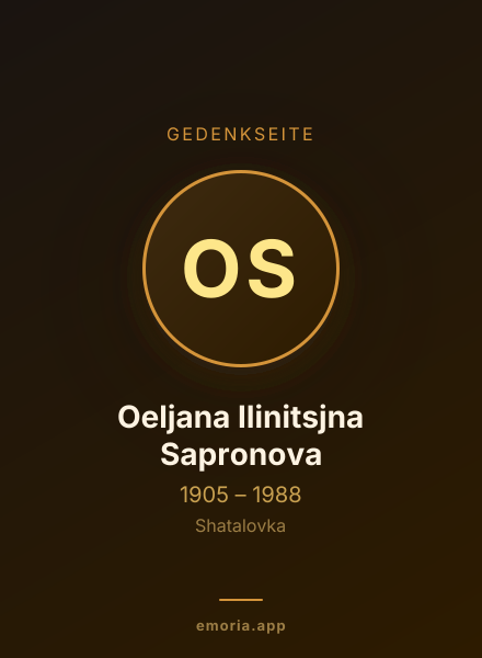 Gedenkportrait von Oeljana Ilinitsjna Sapronova