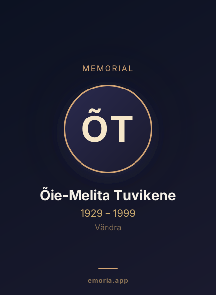 Memorial portrait of Õie-Melita Tuvikene