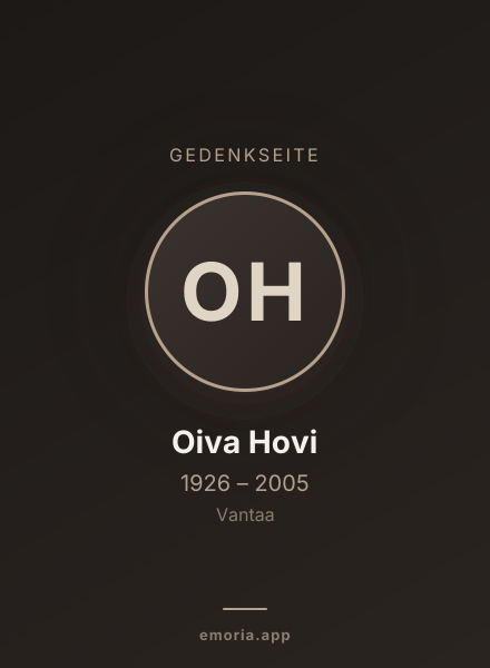 Gedenkportrait von Oiva Hovi