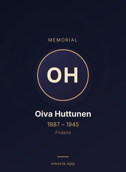 Memorial portrait of Oiva Huttunen