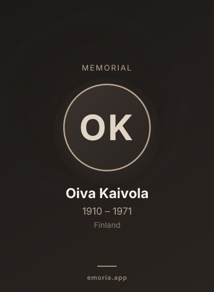 Memorial portrait of Oiva Kaivola
