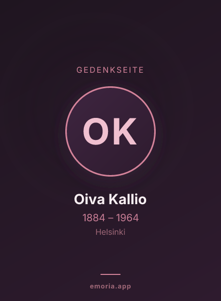 Gedenkportrait von Oiva Kallio