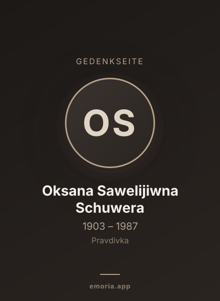Gedenkportrait von Oksana Sawelijiwna Schuwera