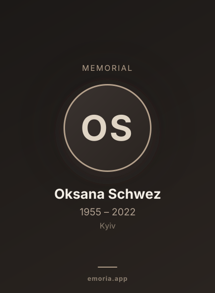 Memorial portrait of Oksana Schwez