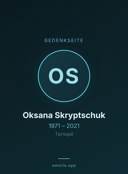Gedenkportrait von Oksana Skryptschuk