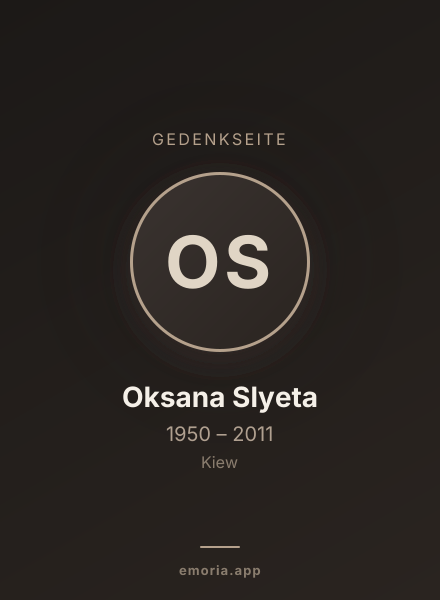Gedenkportrait von Oksana Slyeta