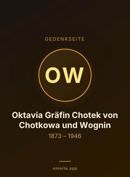 Gedenkportrait von Oktavia Gräfin Chotek von Chotkowa und Wognin