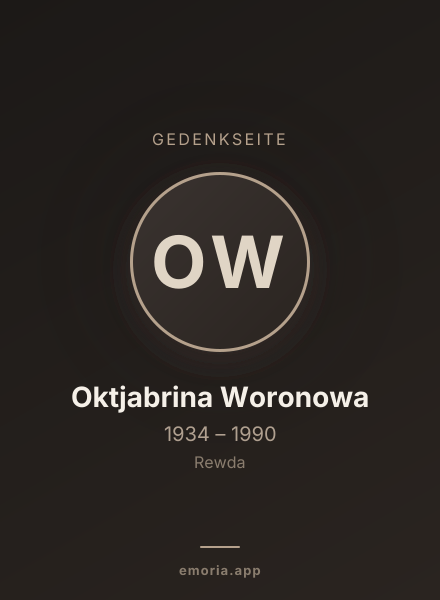 Gedenkportrait von Oktjabrina Woronowa