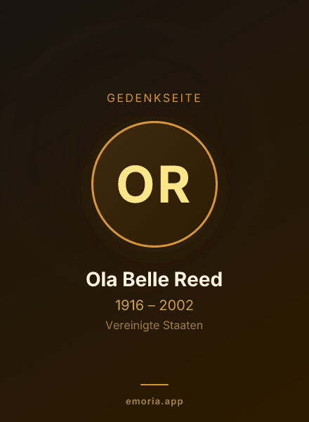Gedenkportrait von Ola Belle Reed