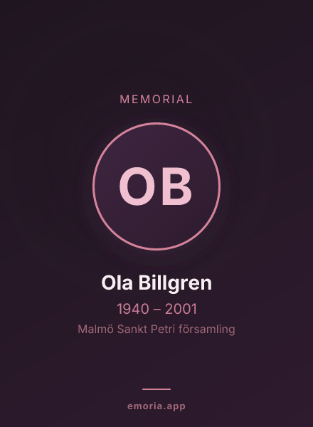 Memorial portrait of Ola Billgren
