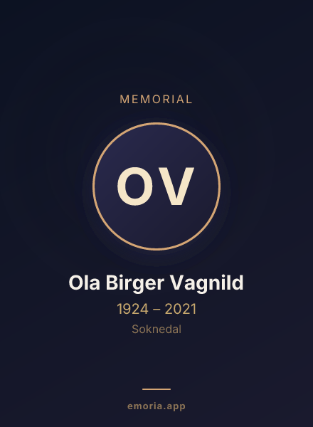 Memorial portrait of Ola Birger Vagnild