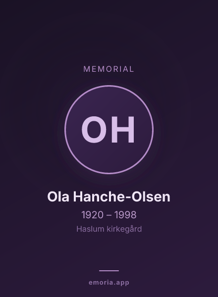 Memorial portrait of Ola Hanche-Olsen