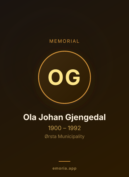 Memorial portrait of Ola Johan Gjengedal
