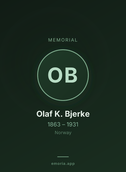 Memorial portrait of Olaf K. Bjerke
