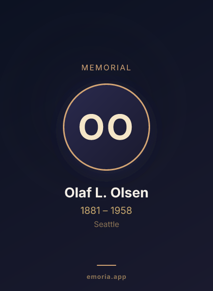 Memorial portrait of Olaf L. Olsen