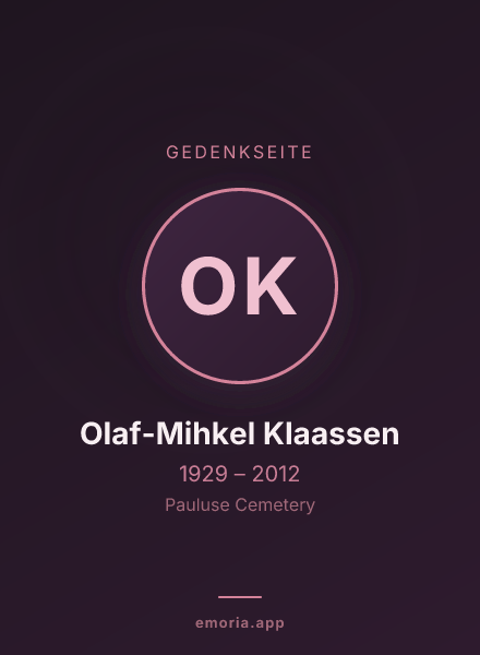 Gedenkportrait von Olaf-Mihkel Klaassen