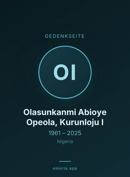 Gedenkportrait von Olasunkanmi Abioye Opeola, Kurunloju I