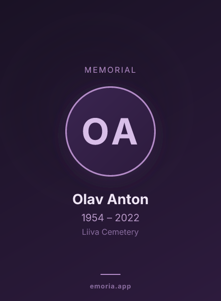 Memorial portrait of Olav Anton