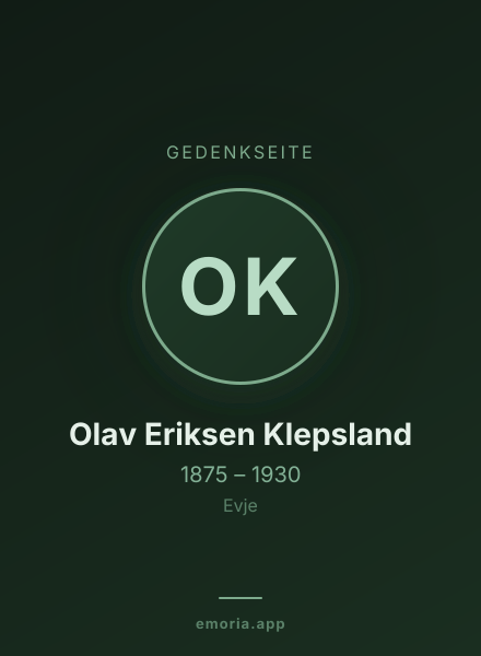 Gedenkportrait von Olav Eriksen Klepsland