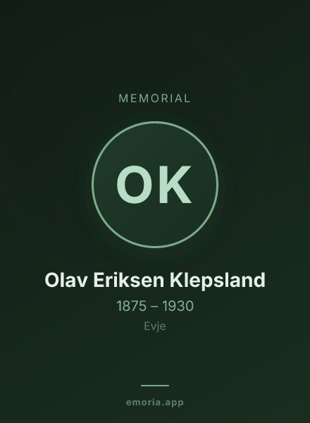 Memorial portrait of Olav Eriksen Klepsland