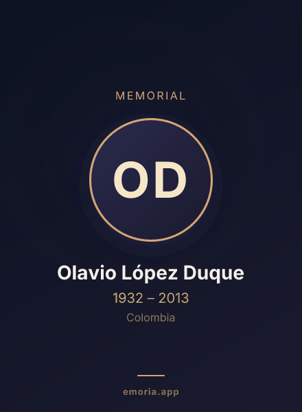 Memorial portrait of Olavio López Duque