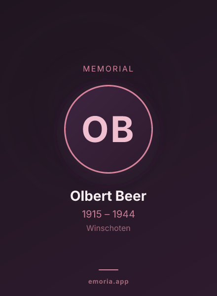 Memorial portrait of Olbert Beer