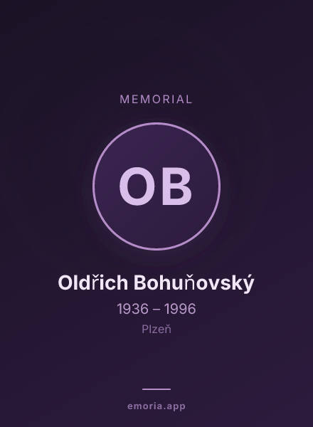 Memorial portrait of Oldřich Bohuňovský