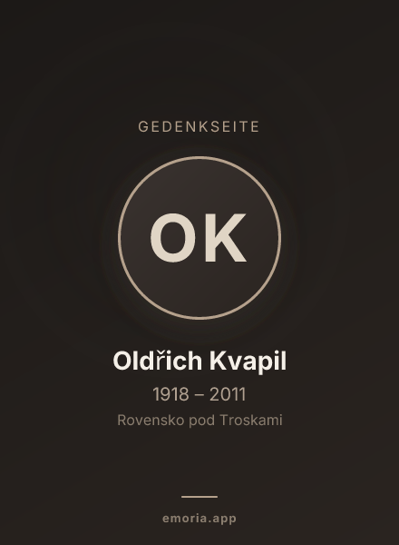Gedenkportrait von Oldřich Kvapil