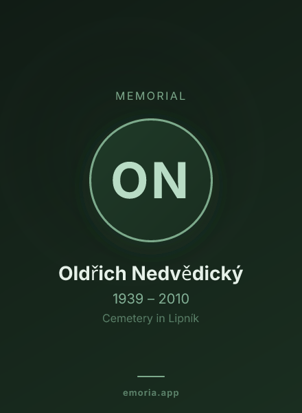 Memorial portrait of Oldřich Nedvědický