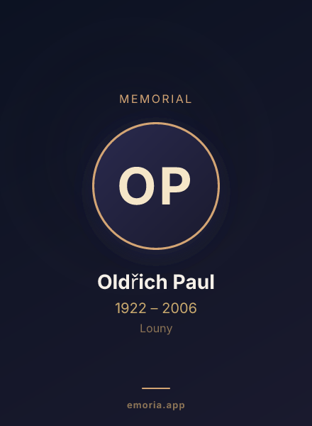 Memorial portrait of Oldřich Paul