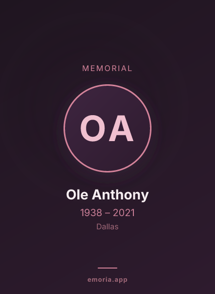 Memorial portrait of Ole Anthony