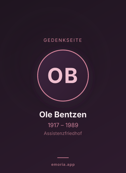 Gedenkportrait von Ole Bentzen
