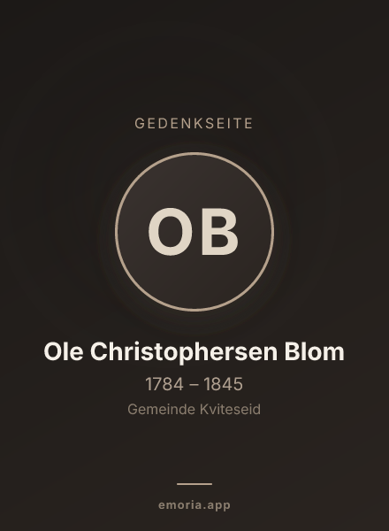 Gedenkportrait von Ole Christophersen Blom