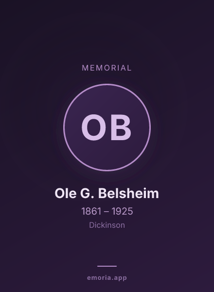 Memorial portrait of Ole G. Belsheim