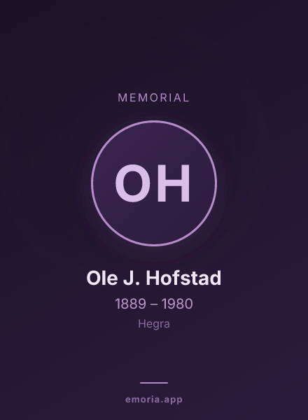 Memorial portrait of Ole J. Hofstad