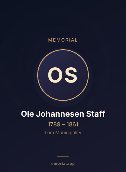 Memorial portrait of Ole Johannesen Staff